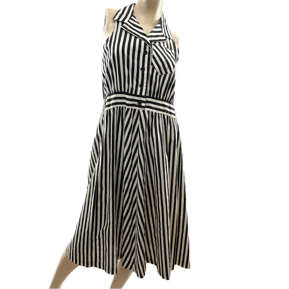 Vintage- uptown express-black and white striped maxi dress- 7/8